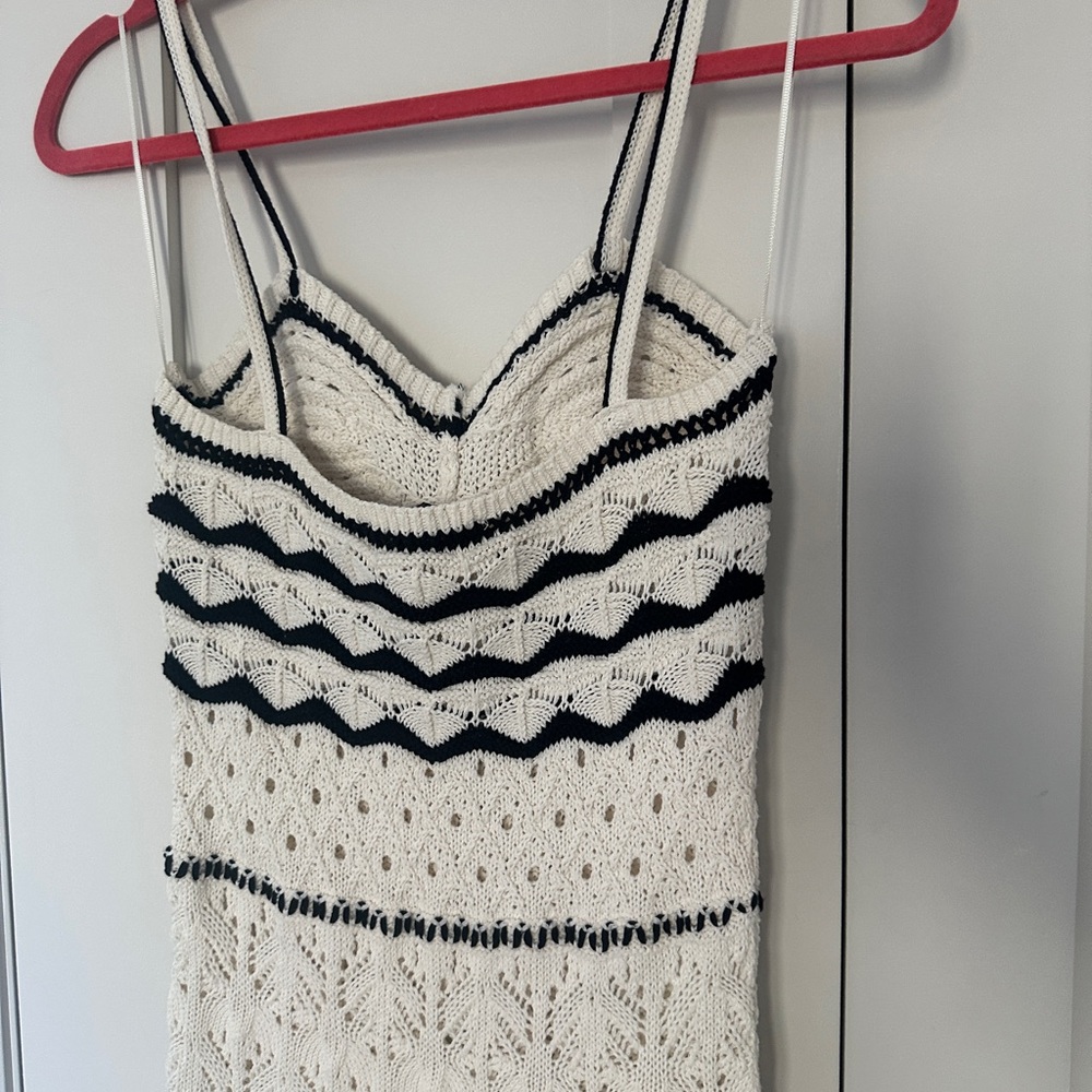 Zara Cream Crochet Maxi Dress with Black Accents - Picture 4 of 7